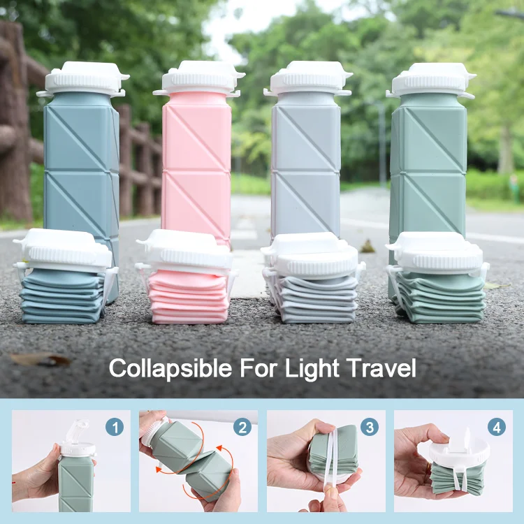 Running Custom Collapsible Bottle Water Drink Children 21oz School Leakproof Bpa Free Collapsible Silicone Bottle Water For Kids