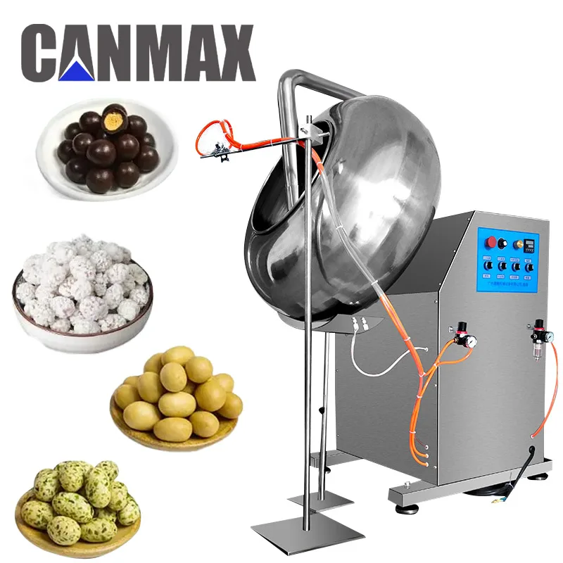 Commercial Table Top Sugar Bean Small Chocolate Candy Enrobe Round Pan Coater Industrial Coating Machine