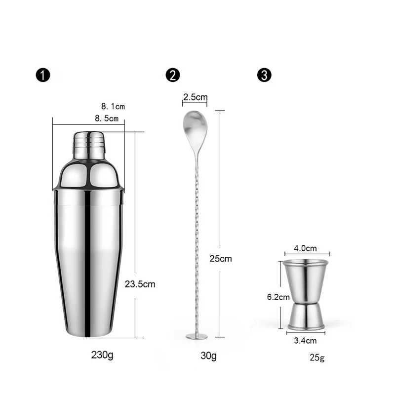 Stainless Steel Bar Tools Bartender Kit Cocktail Shaker Set