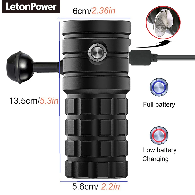 13000 Lumens 100m Submersible Video Lighting Underwater LED Video Light Waterproof Undersea Camera Lighting