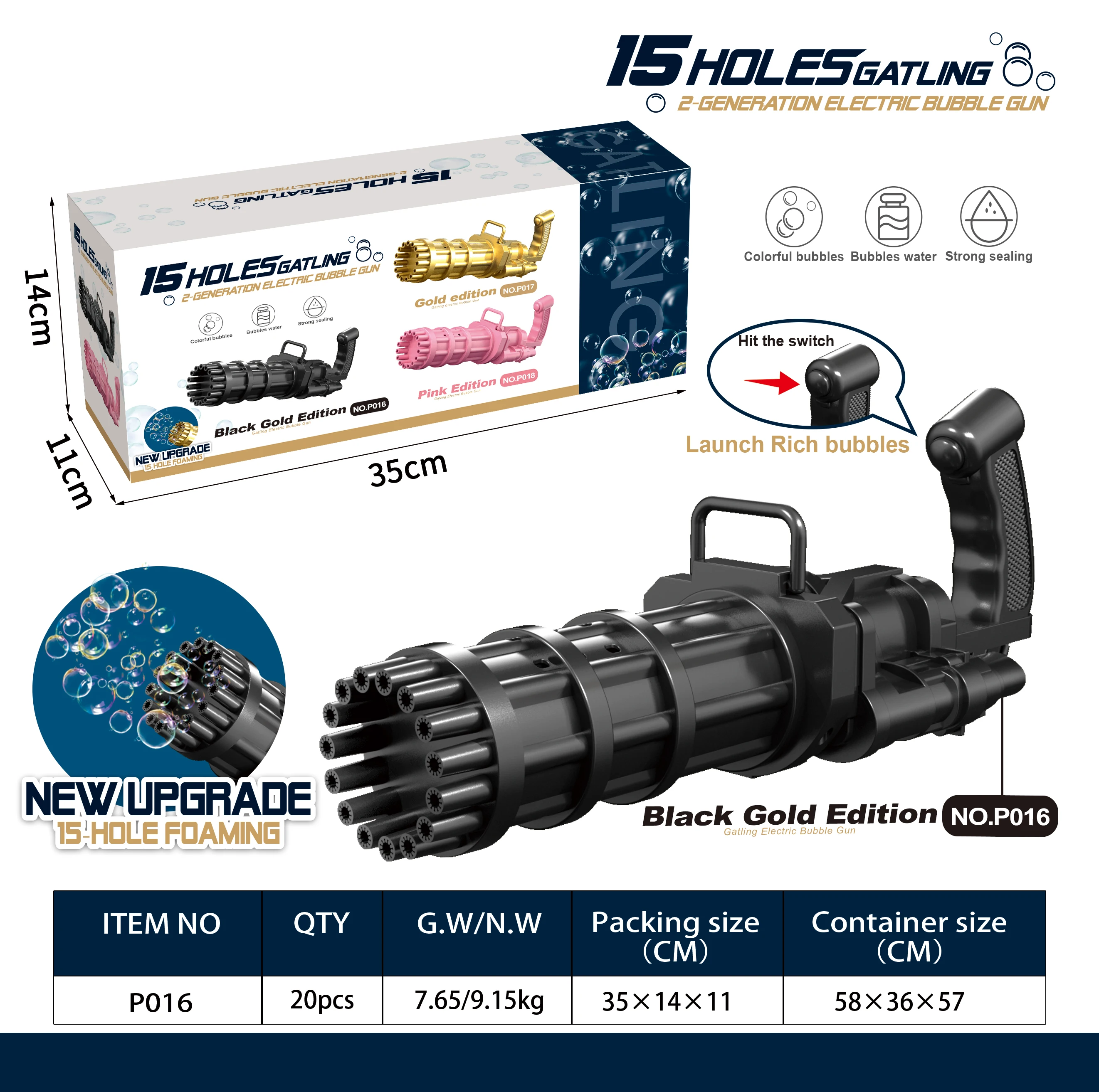 
upgrade 15 holes new gatling bubble gun children bubble gatling machine outdoor toys gatling gun 