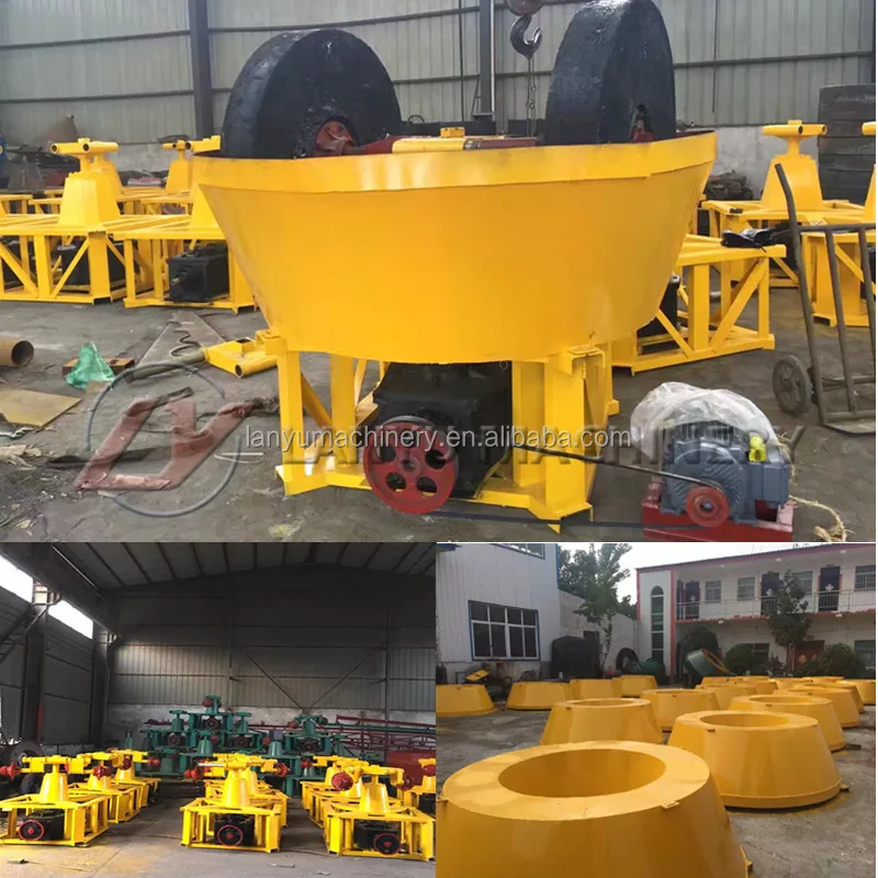 China New Wet Pan Mill Machine Gold Selection Grinding Mill with Engine Wet Pan Mill for Gold