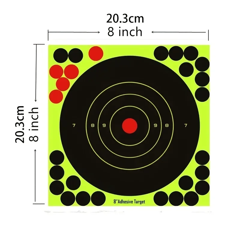 Shooting Targets 8 X 8 Inches Self Adhesive Bullseye Shooting Range Targets Fluorescent Stickers Splatter Paper