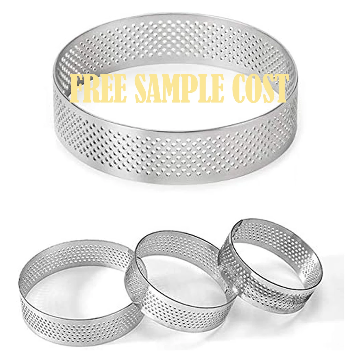 Baking Supplies Round Tart Ring, Stainless Steel 5cm Porous Tart Ring Bottom Tower Pie Cake Mould Baking Tools Perforated Cake