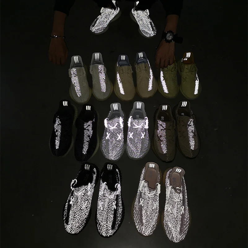 Оптовая продажа обуви yezzy дизайн пользовательского логотипа Yeezy 350 V2 Премиум шиферная черная Зебра женская обувь мужские