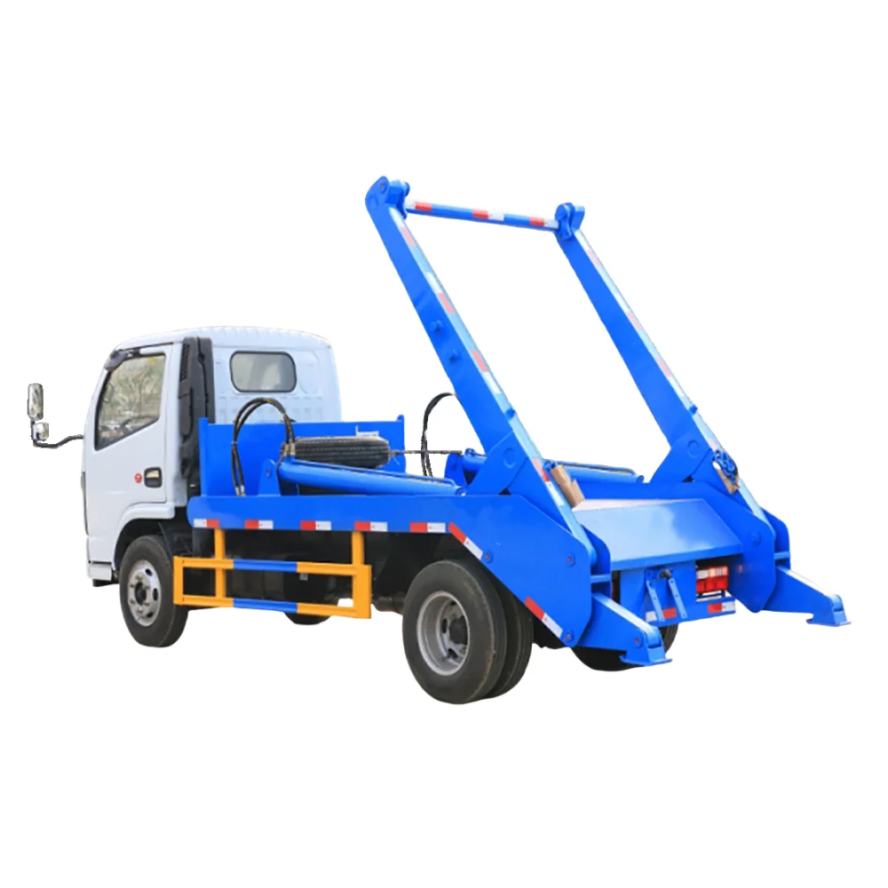 High quality DFAC 4X2 Swing arm garbage truck with 4 m3 iron garbage bucket for collection of urban garbage