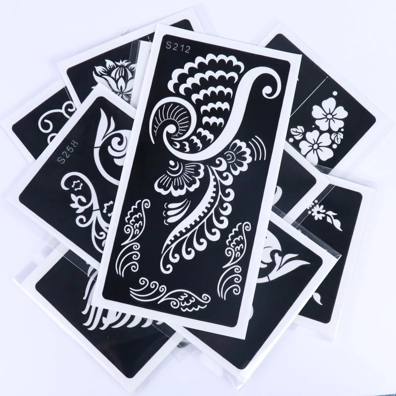 GP  Wholesale Popular Temporary Tattoo Stencils Glitter Tattoo Templates Face Paint Stencils Body Art Henna Stencil Stickers