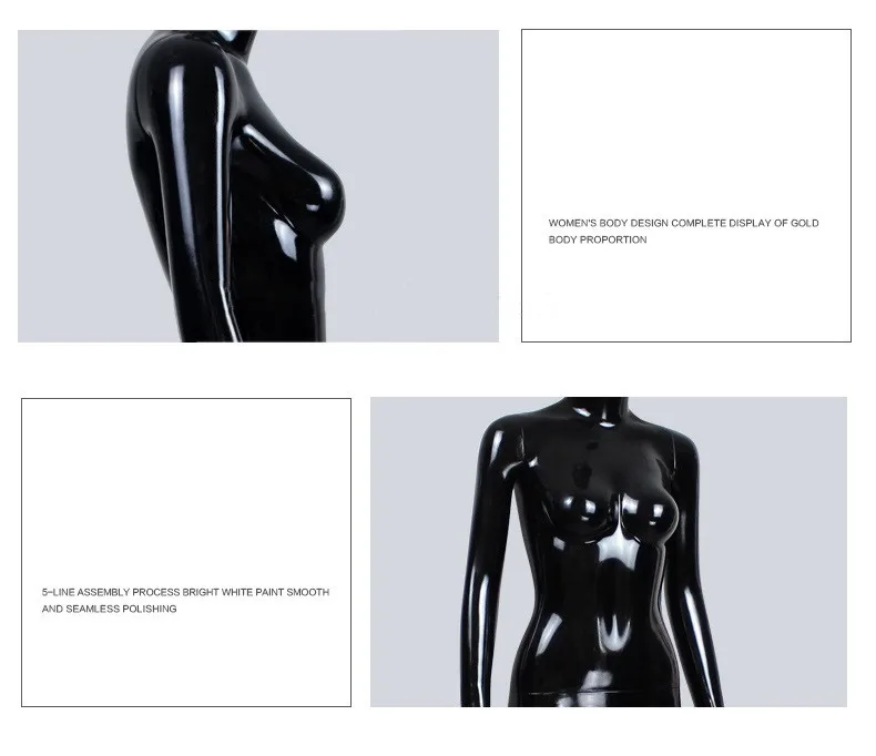 Fashion design full body mannequins female torso window display props black mannequin full body/