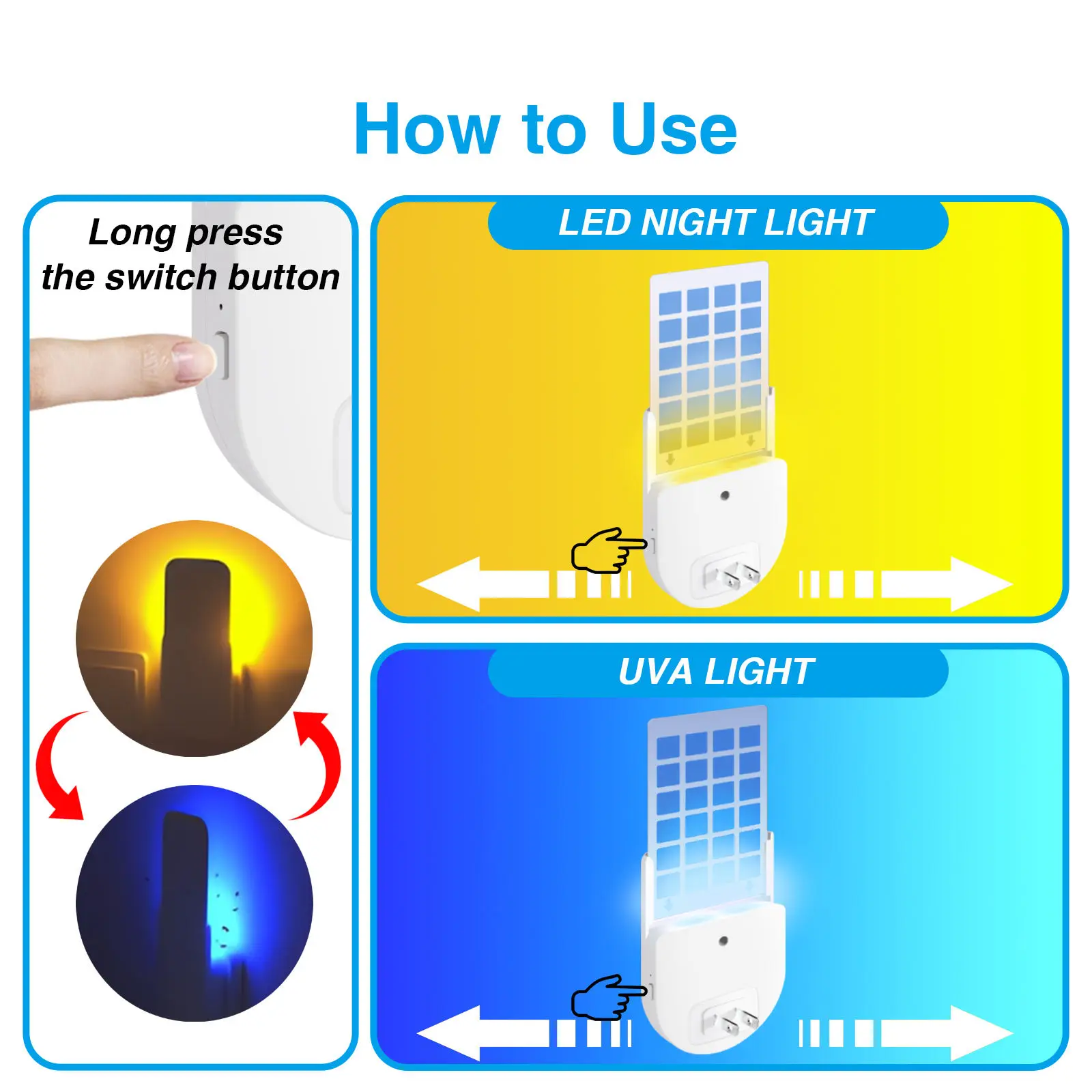 Dimmable Led Night Light Refills Glue Boards UVA Light Attract Mosquito Fly Trap