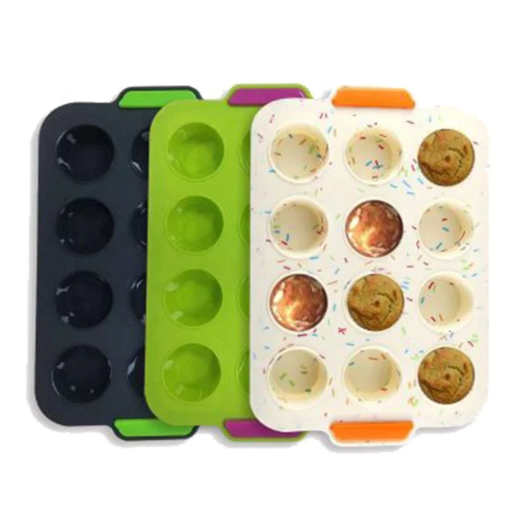 Microwave Safe 12 Cup Silicone Muffin pan,Non-Stick Silicone baking pan,silicone cupcake mold
