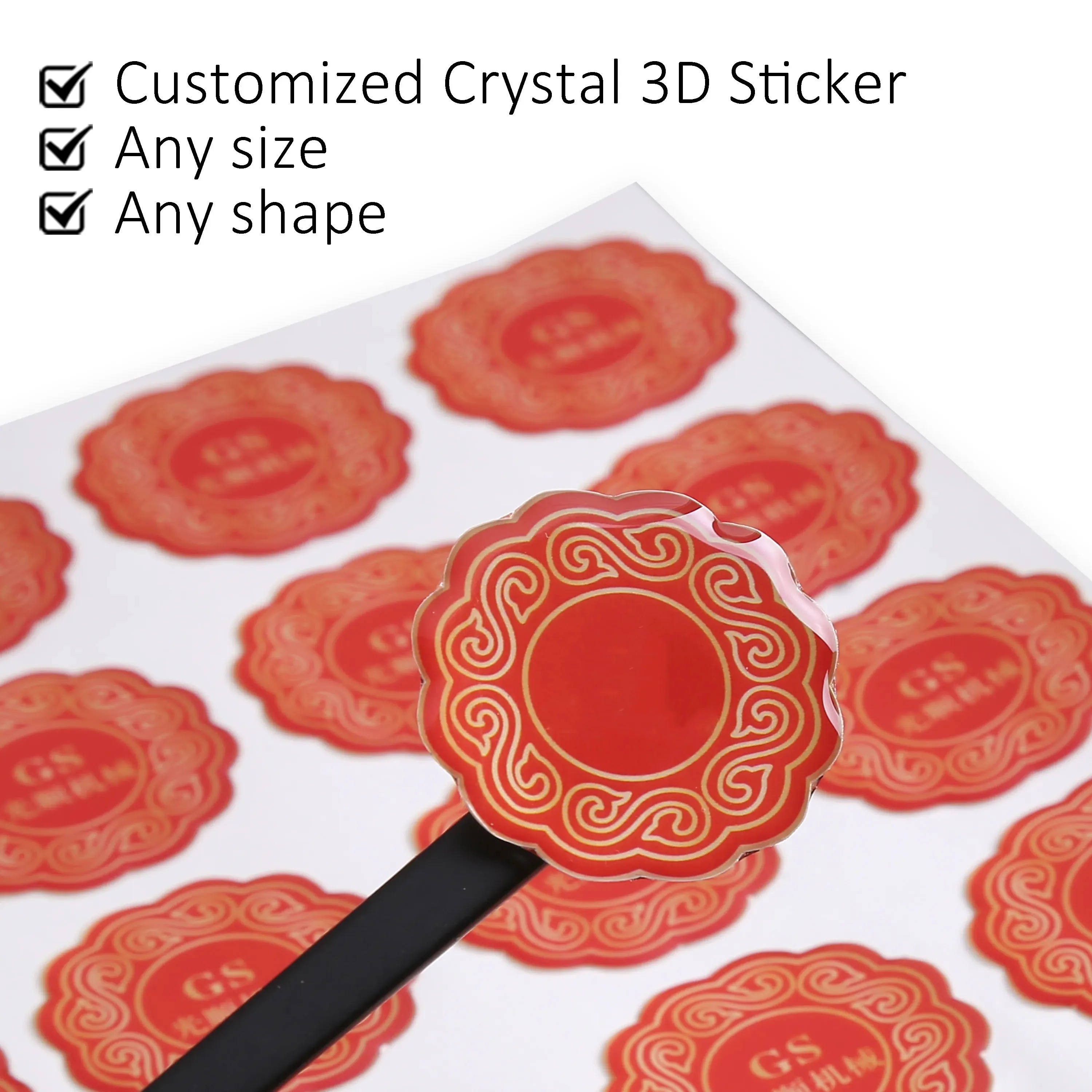Custom 3d label printing epoxy domed resin sticker glossy adhesive label sticker