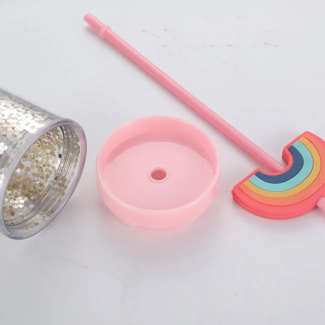 GRS High Quality sparkly Sports Bottle with Custom Logo 570ml Skinny Double Wall Plastic Water Bottle