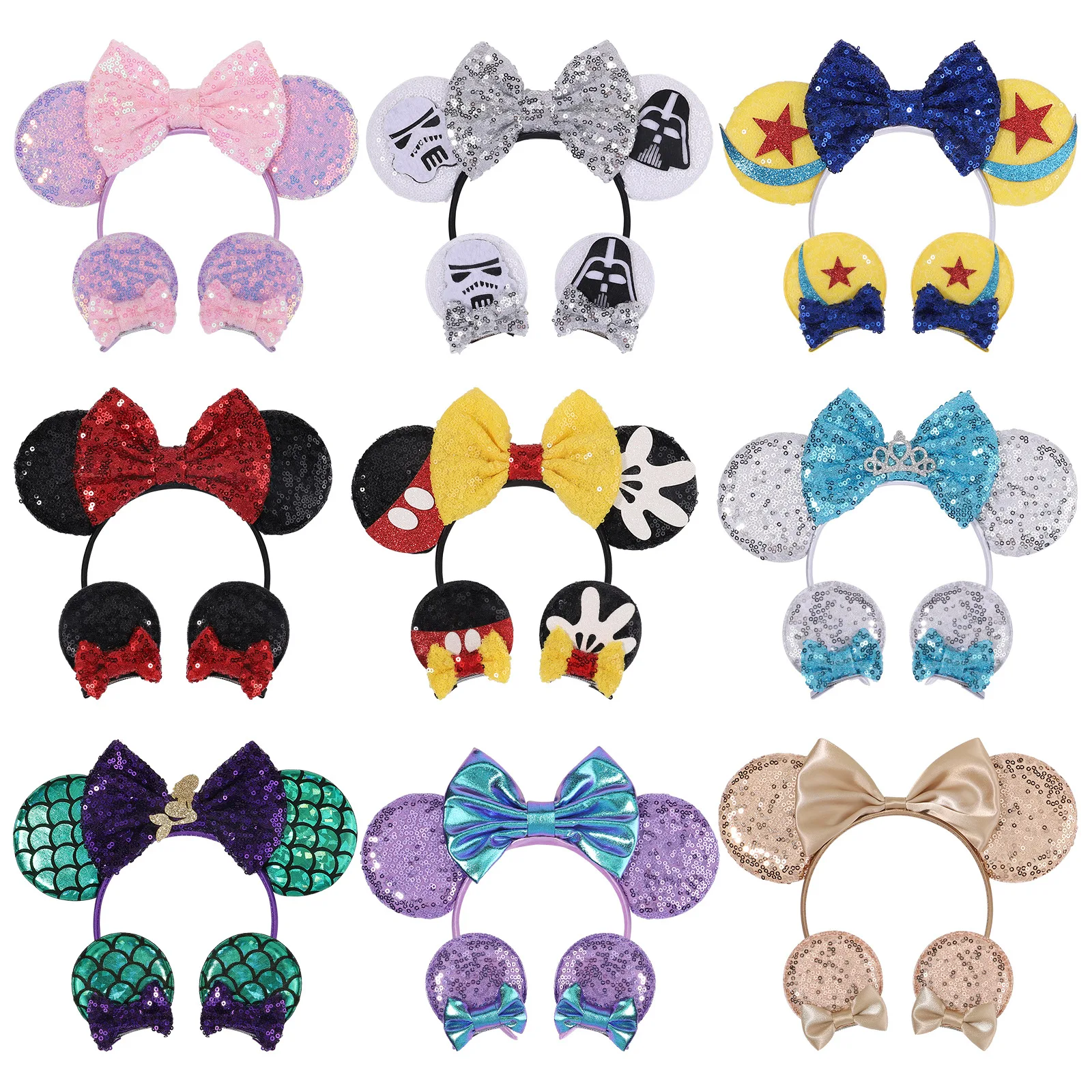 European and American Sequin Bow Ear Headband Party Princess Cat Ear Hair Band Hair Accessory