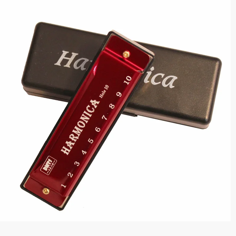 Harmonica Key of C 10 Hole  Diatonic Harmonica C with Case for Beginner Students  Kids Gift BLUES with case