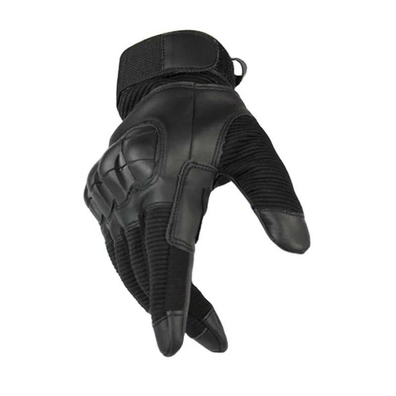 Outdoor Touch Screen glove Rubber Knuckle Full Finger Safety Sports Leather Riding Gloves from Pakistan