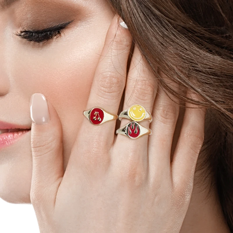 Милые ювелирные изделия ROXI с изображением вишни, любимые девушки, Серебро S925 пробы, крупные регулируемые кольца