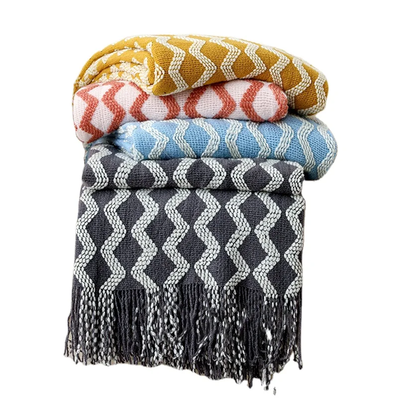Knitted Wool Throw Blanket for Beds with Tassel Manta Cobertor Chunky Knit Blankets Sofa Plaid Christmas Decoration for Home