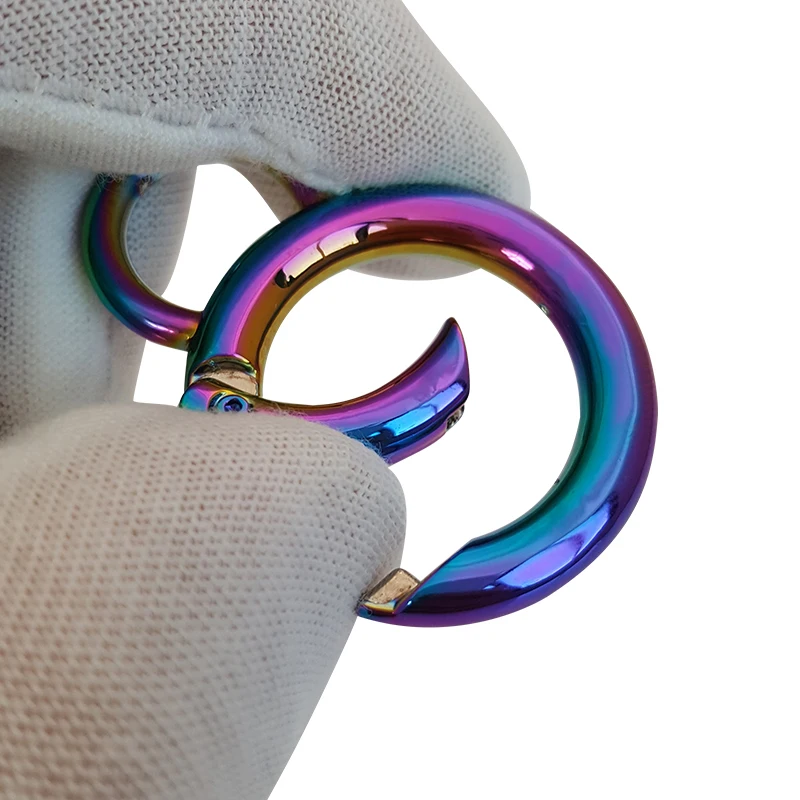 High Quality Rainbow Swivel Hook Key Ring Custom Metal Pet Buckle Spring Snap Hook O Ring Clip For Bag