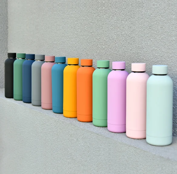 Milk water bottles Rubber paint 304 stainless steel coke bottle vacuum flask outdoor travel straight small mouth sports bottle