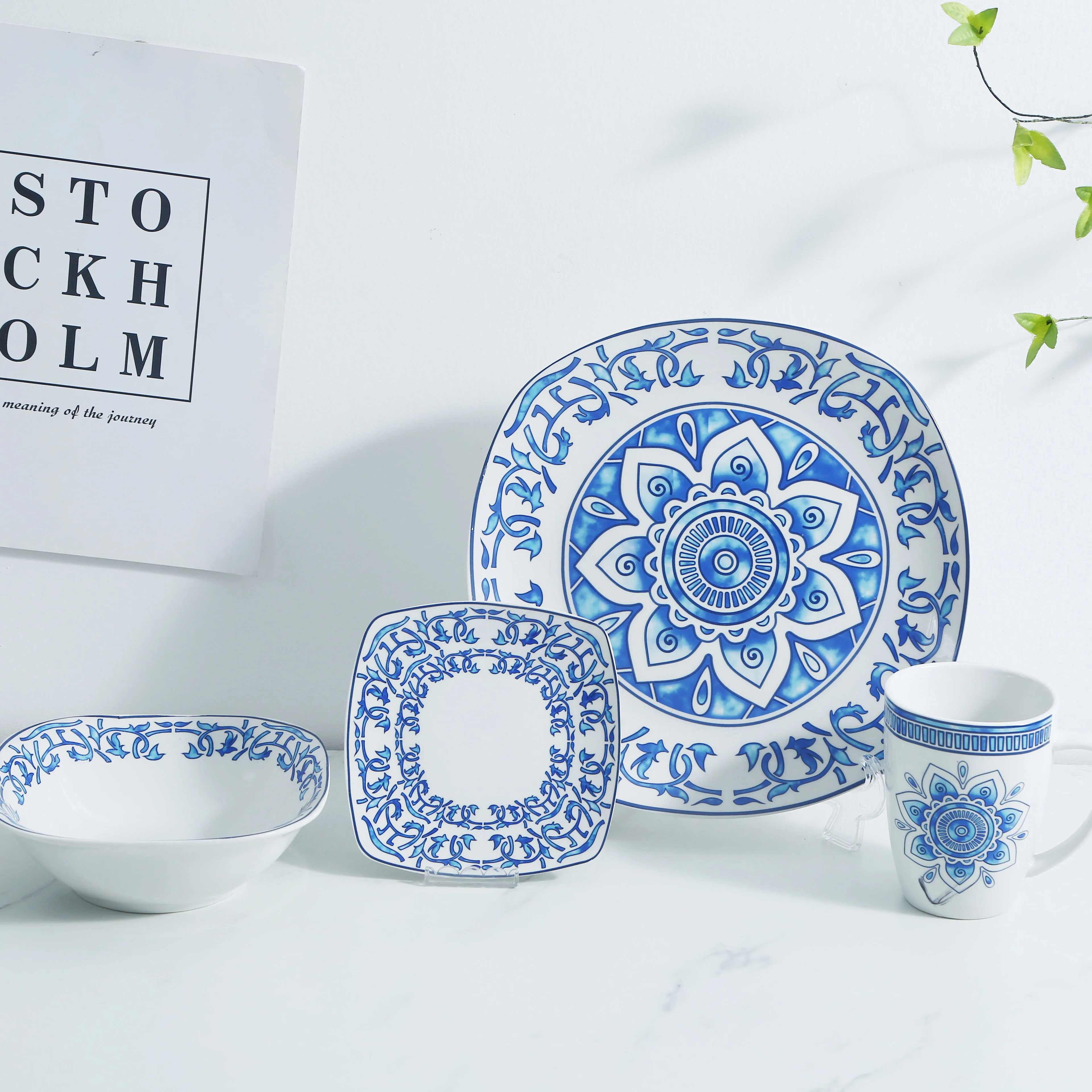 47 шт., набор керамической посуды для семейных ресторанов и отелей