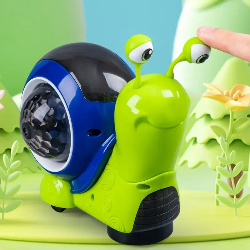 Wholesale Electric Lovely Walking Snail Toy With Music Light Walking Snail Baby Educational Toy Sensor Obstacles Avoidance Snail
