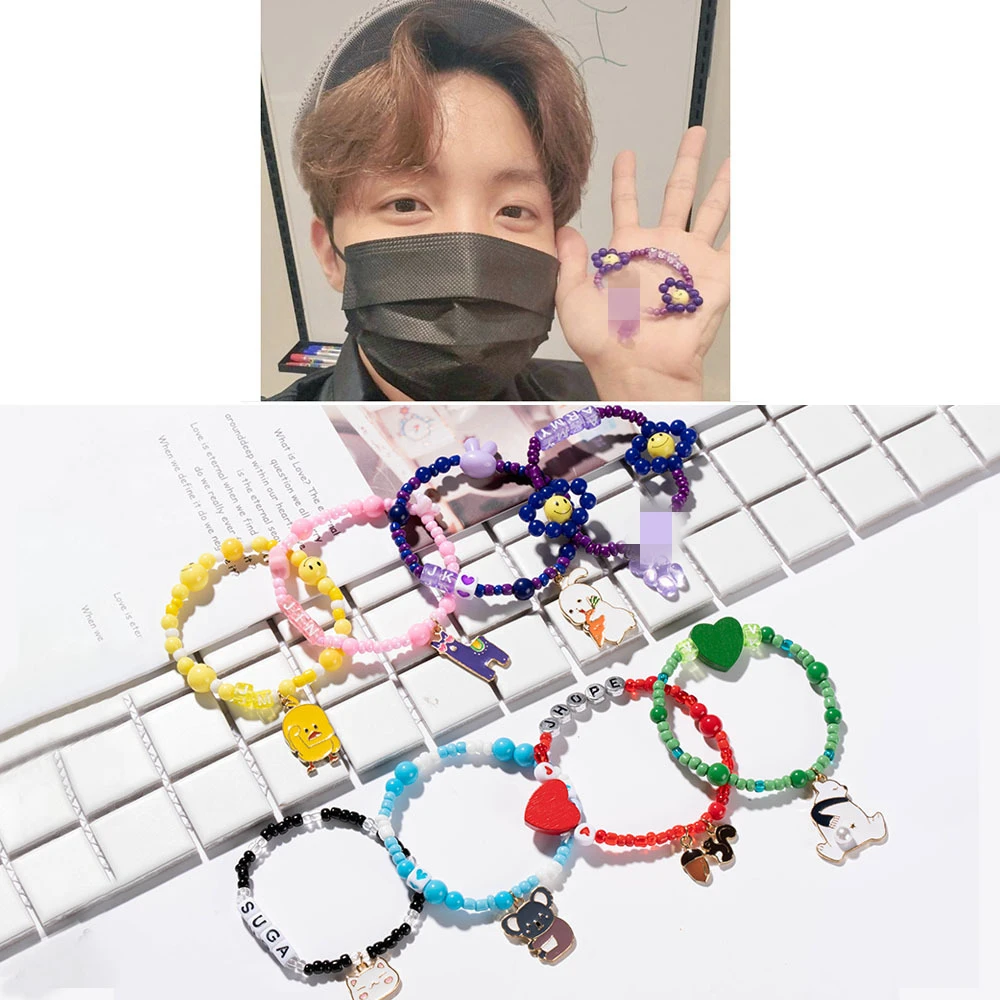 
Wholesale Kpop Bangtan Boys Tinytan Cartoon Manual Weave PVC Bracelet 