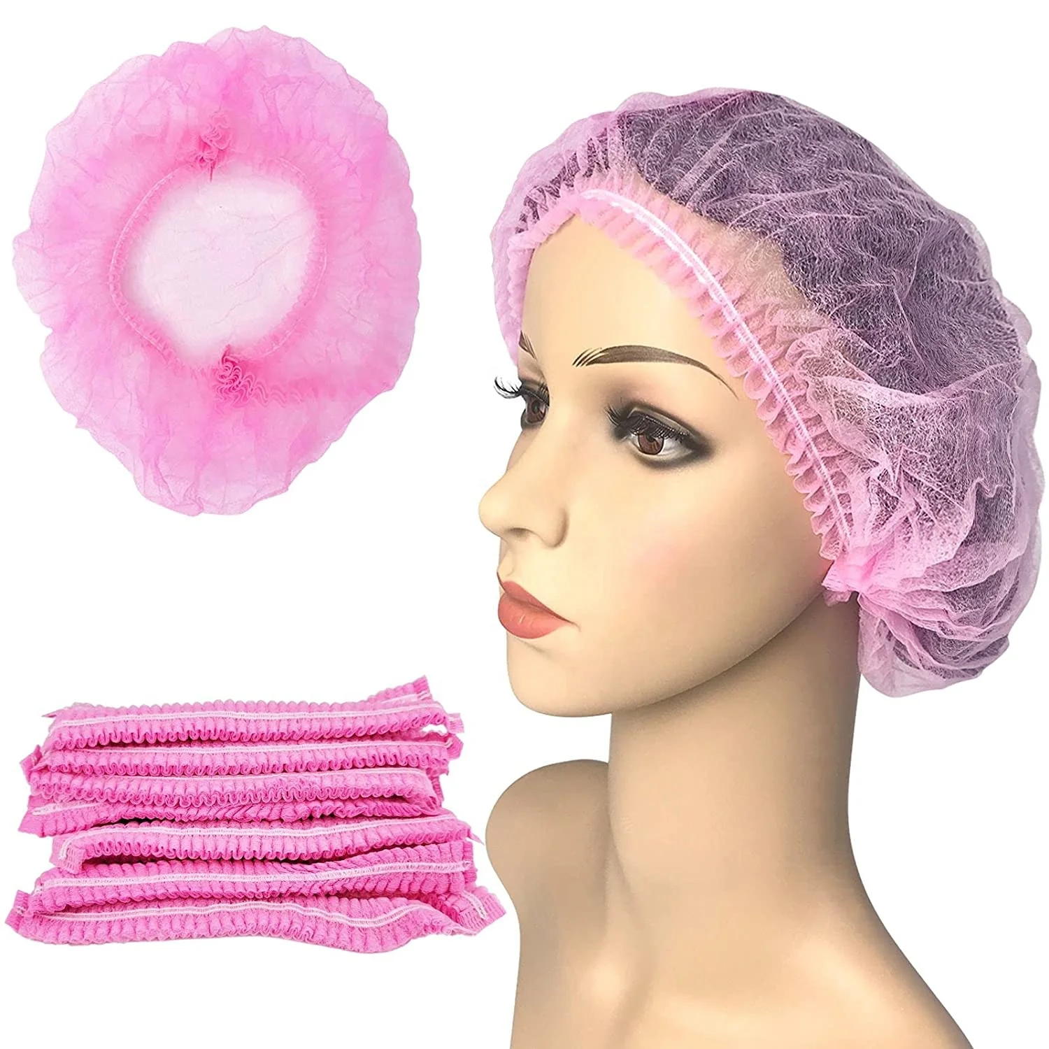 CN manufacturers wholesale custom disposable non-woven fluffy hat used in electronics factories beauty salons PP mob clip cap