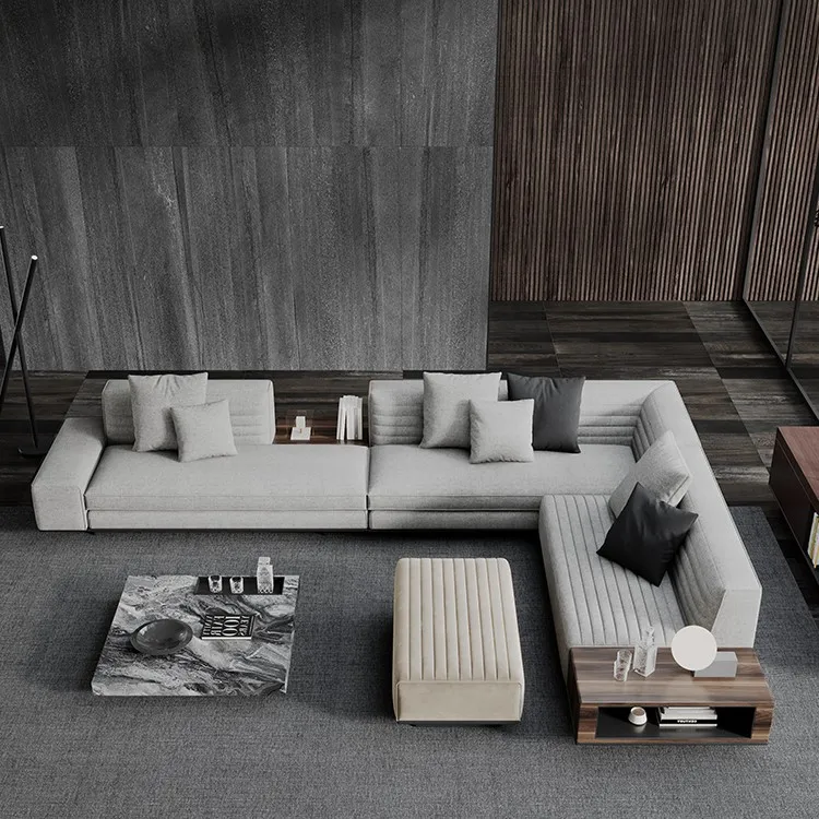 Italian living room corner sofa set furniture high end home fabric sectional Minimalism sofa set design
