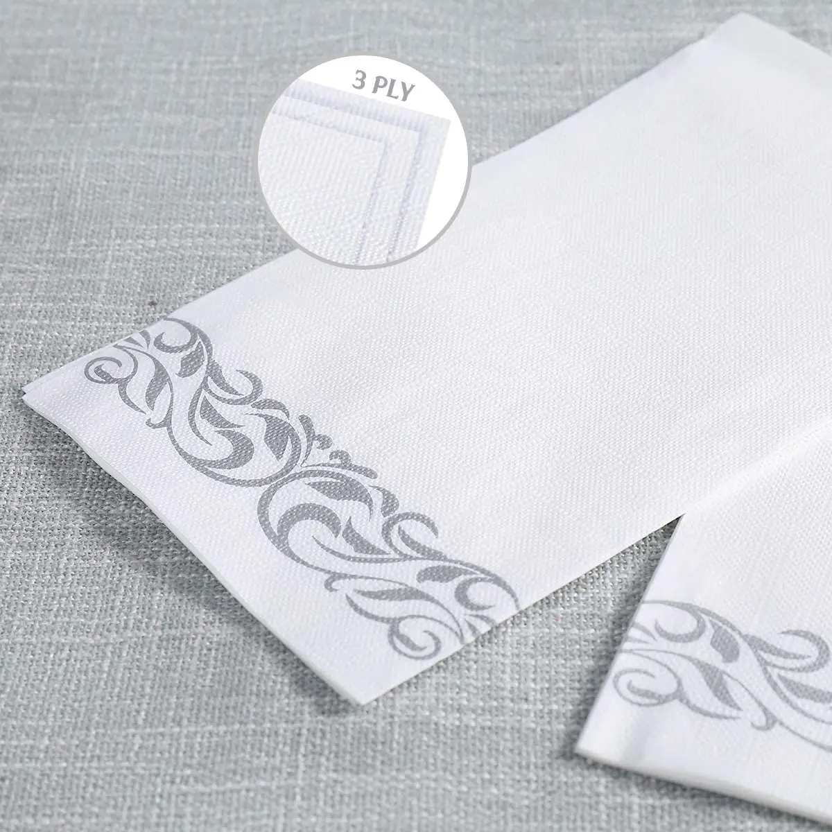 China Brand Tissue Serviettes Customizable Logo 3-Ply White Printed Paper Napkins