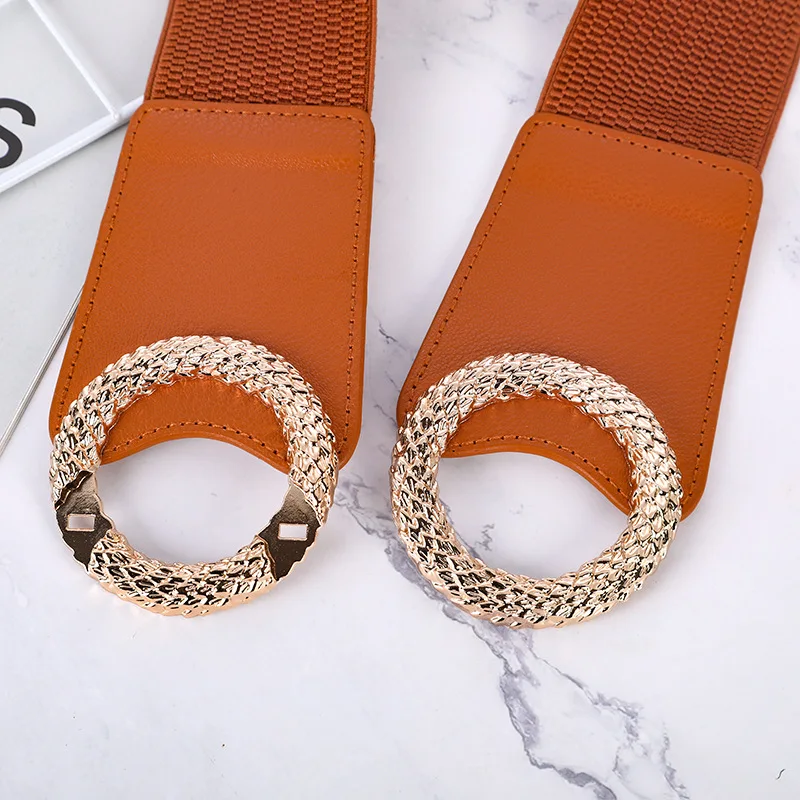 European And American Hotselling Double Big Interlocking Rings Skirt Coat Corset Belt Leather