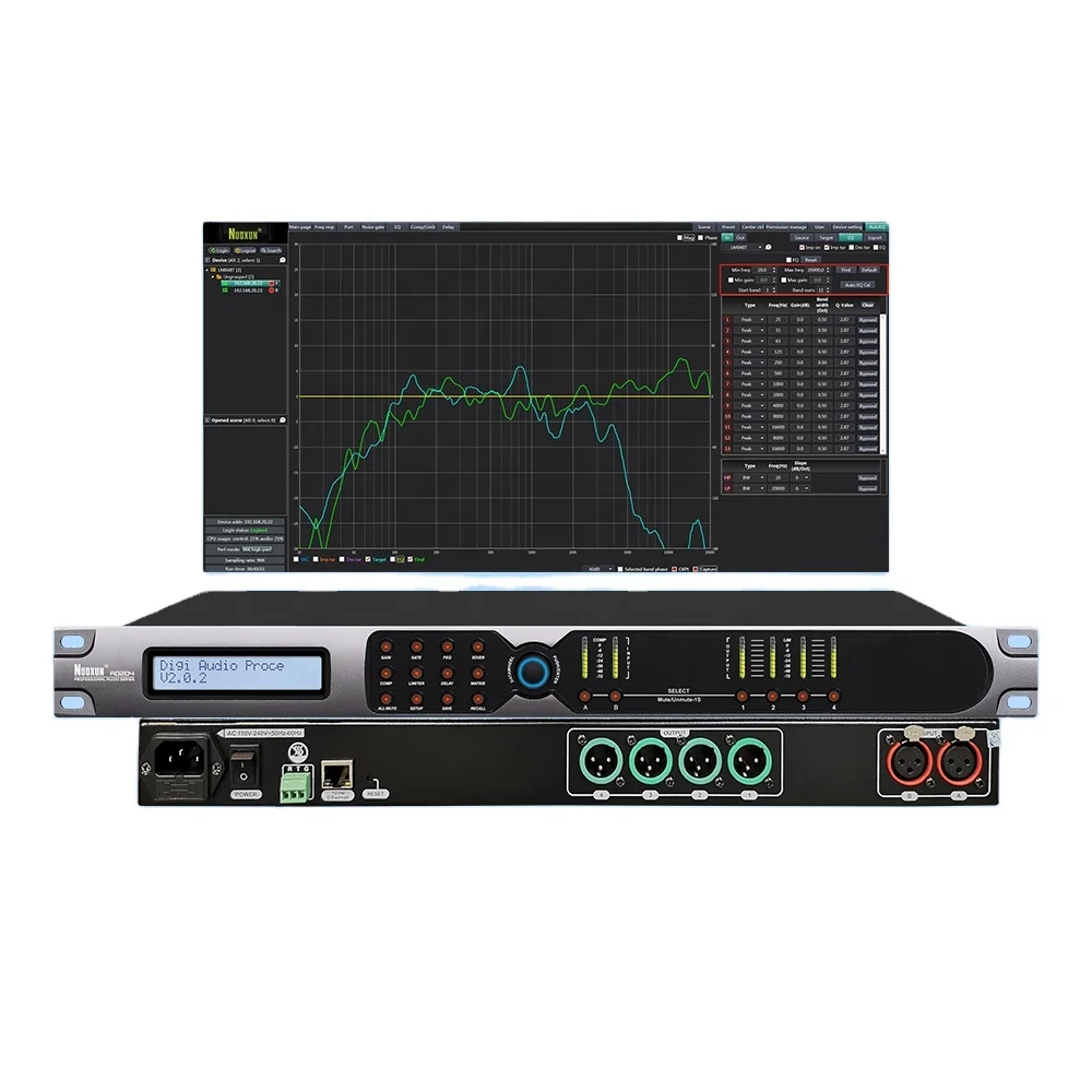 Professional 2 in 4 Out Dsp Digital Audio Processor for Sound System Stage Equipment