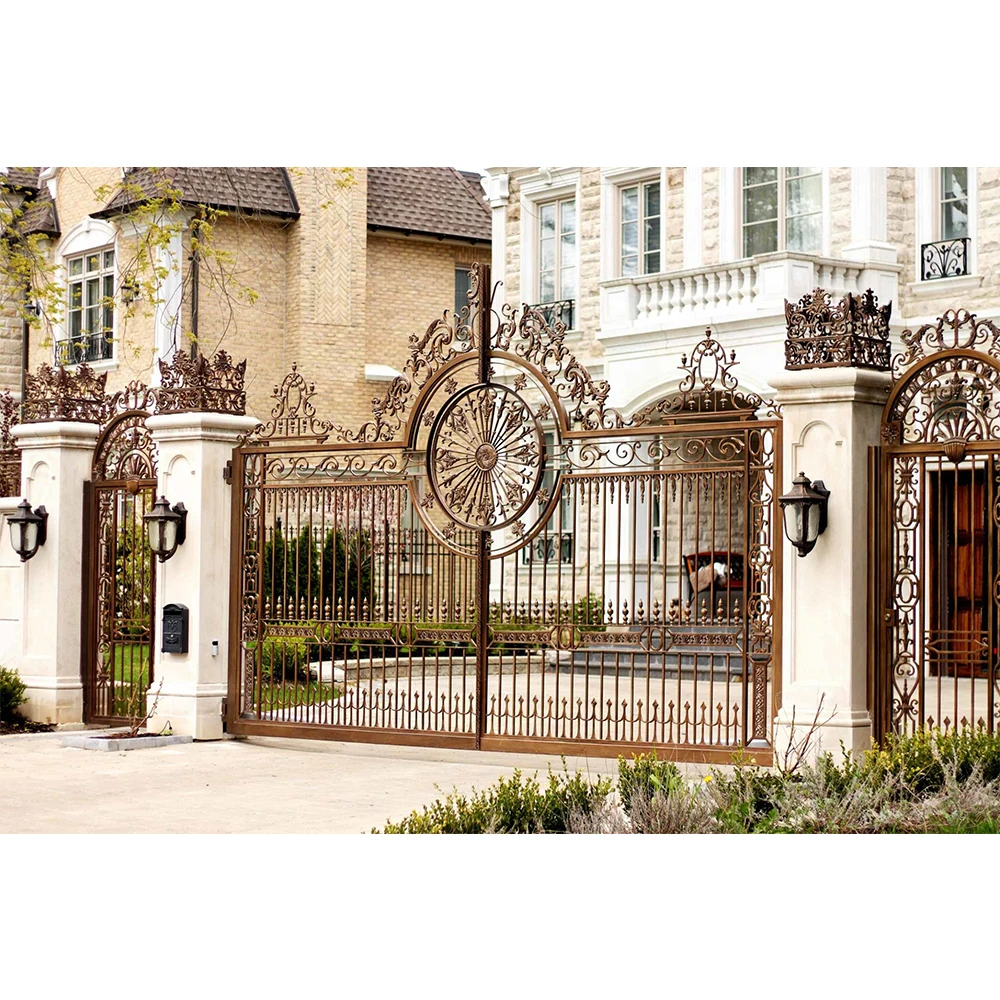 HUAART Professional Customized Turkey Gatehouse Security Door Wrought Iron Gate Main Gate Design