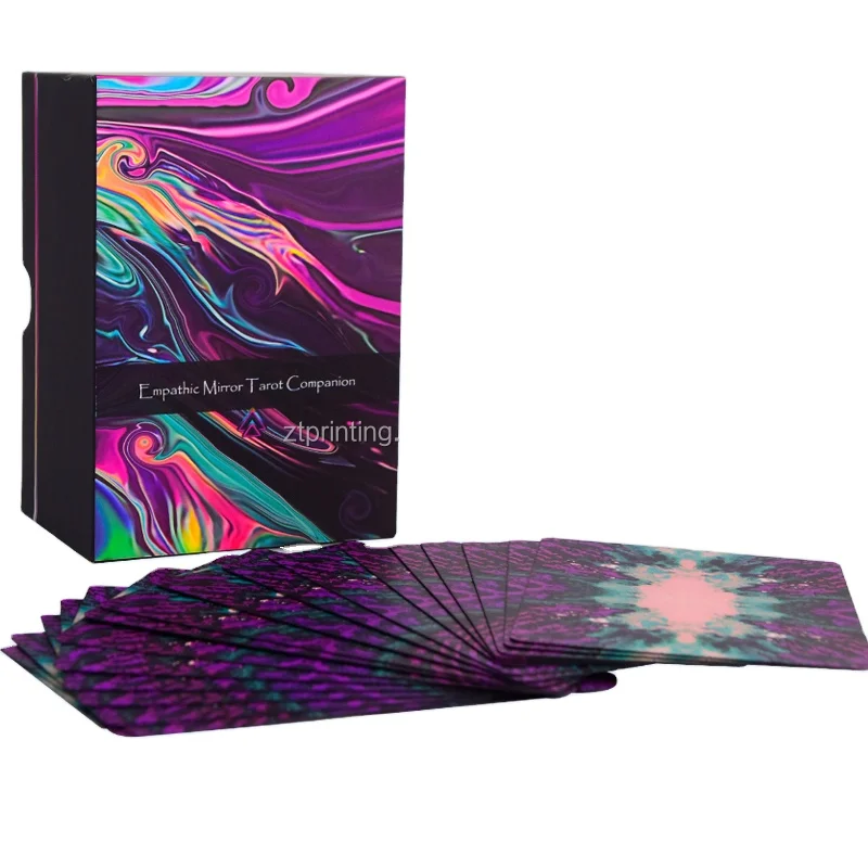 2024 Oracle Playing Wholesale Game Customized Flash Decks Daily Positive Affirmation Guidebook Gold Edge Tarot Cards