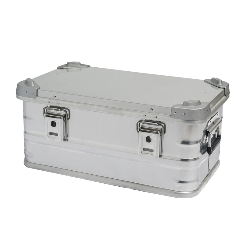 Exhibition silver flight case Outdoor Aluminum Trunk Cargo Box Car Traveling Camping Adventure Storage Case