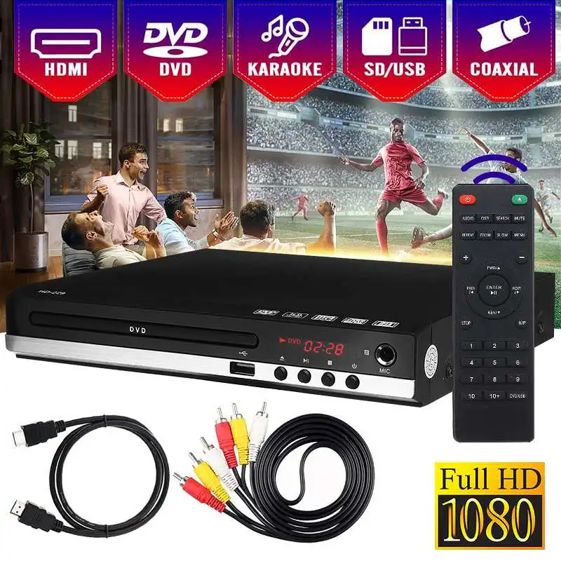 Домашний HDMI-совместимый DVD-плеер Full HD 1080P USB мультимедийный цифровой ТВ-диск с поддержкой DVD CD MP3 MP4 RW