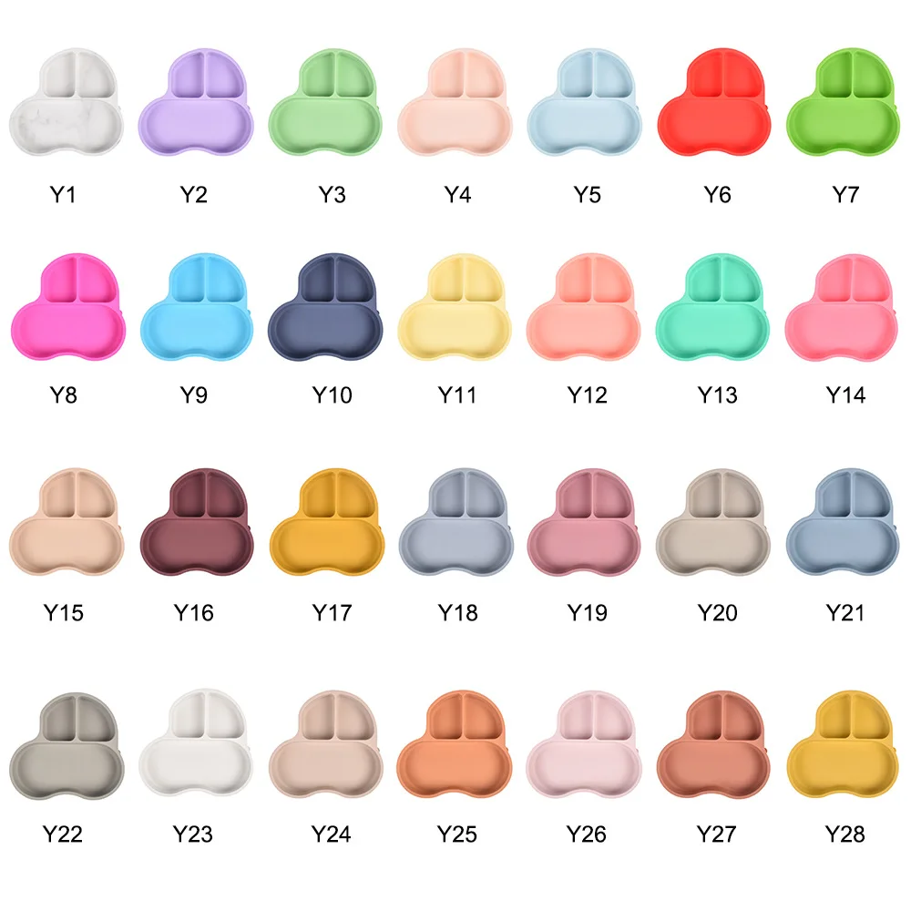 Silicone Baby Plate With Lid Set Suction Divided Feeding Babi Silicon Dinner Spill Proof Plates Eco Kids Travel Car Food Tray