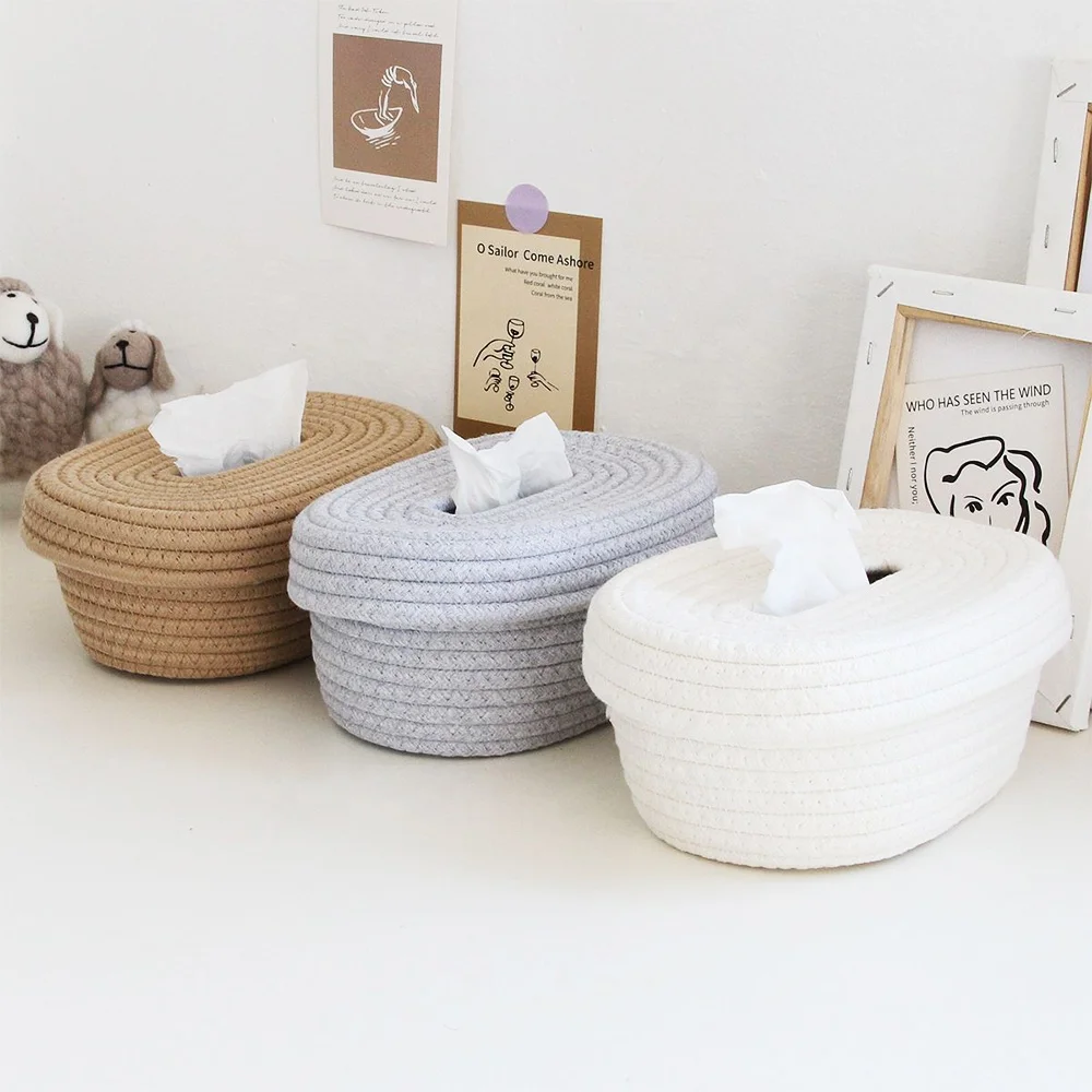 Customize your desired storage decoration cotton rope basket for home woven storage organization