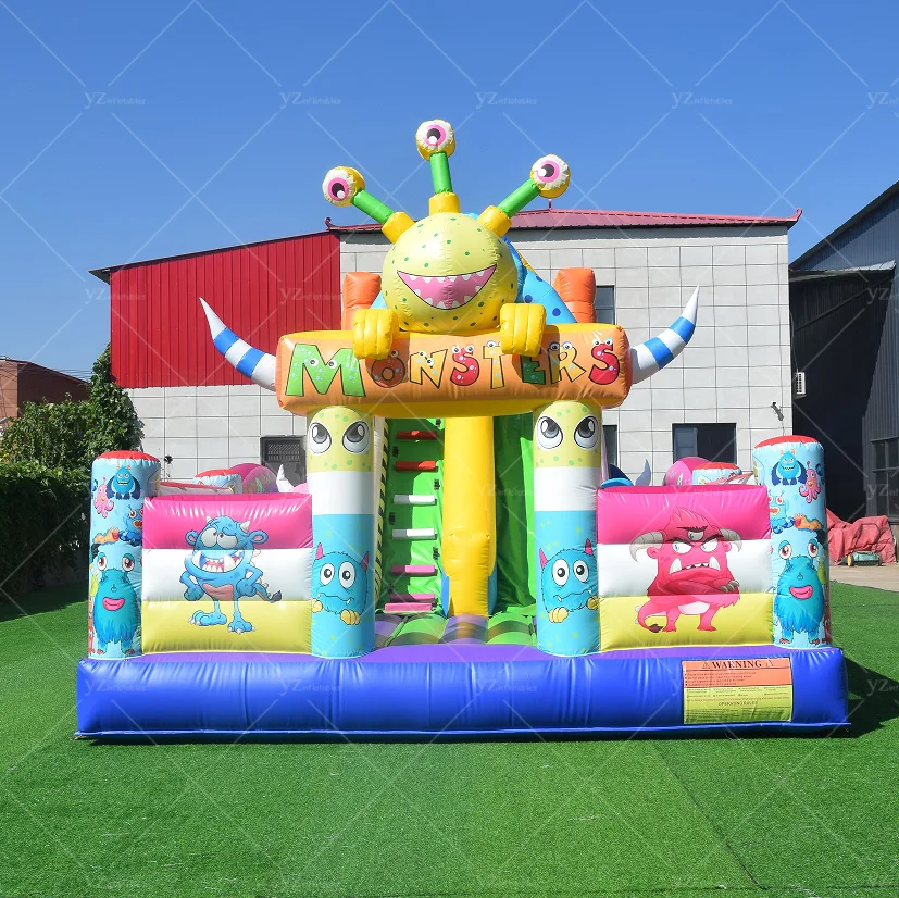 Giant Monster Themed Inflatable Slide for Kids - Perfect Backyard Adventure and Fun Playtime Experience!