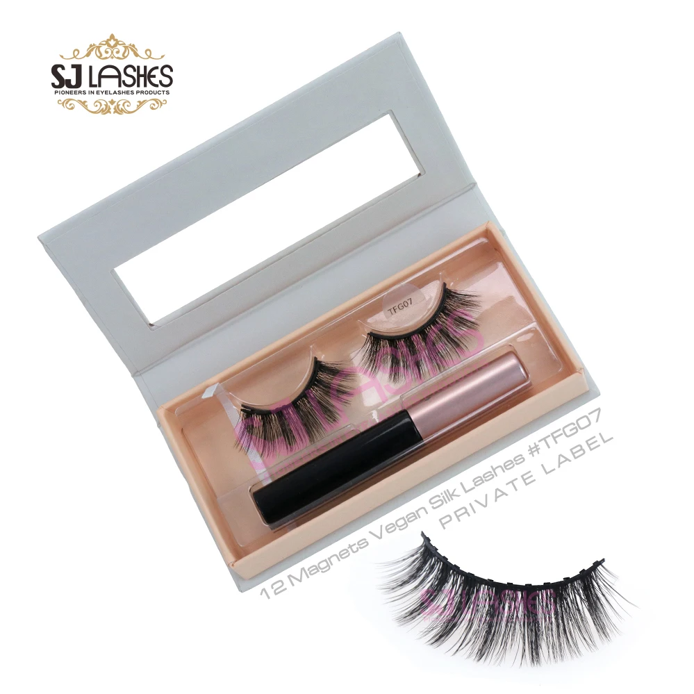 Private Label Wholesale Natural 3d Magnetic Lashes With Invisible Magnetic Band Magnetic Eyelashes Set False Eyeliner Eyelashes