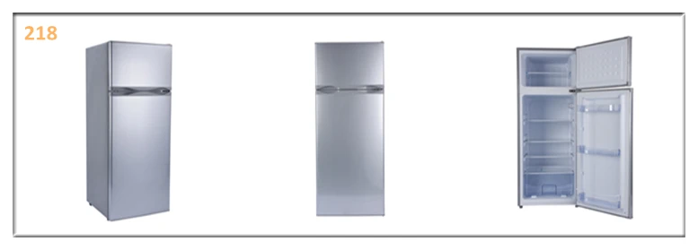 High quality DC 218 Liters top freezer solar / electricity portable refrigerator