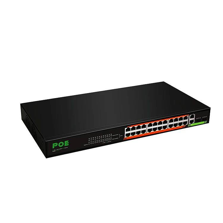 POE Switch 24 Port 10/100Mpbs +2Port1G+2SFP Iron Shell Ethernet Networking 24 Port POE Switch