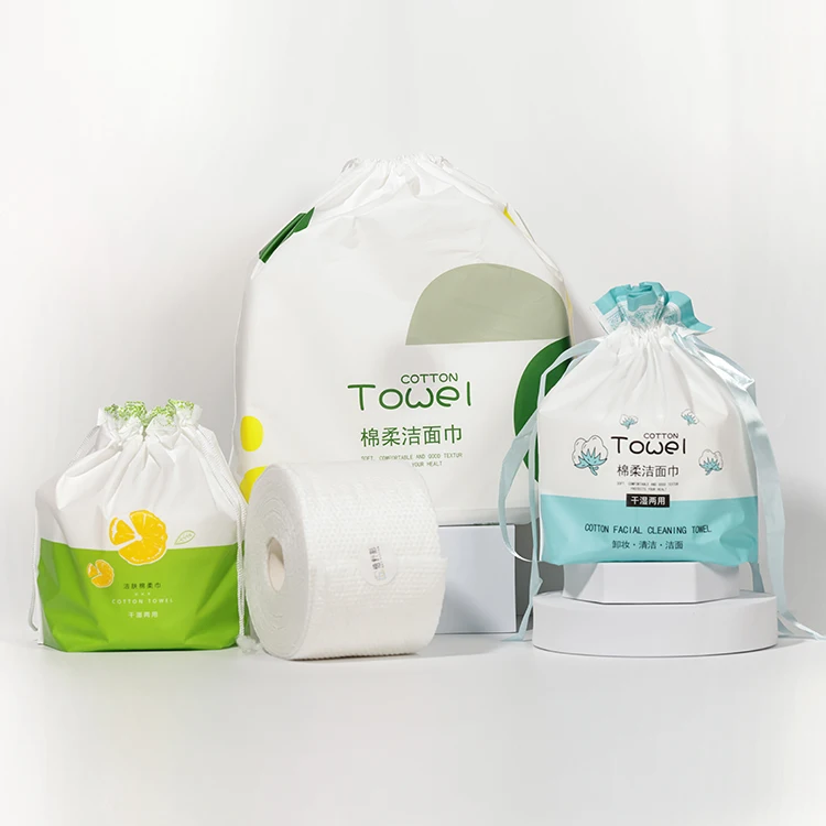 Оптовая продажа 100% вискоза бумажное полотенце одноразовые хлопковые полотенца для лица мягкая упаковка ткань