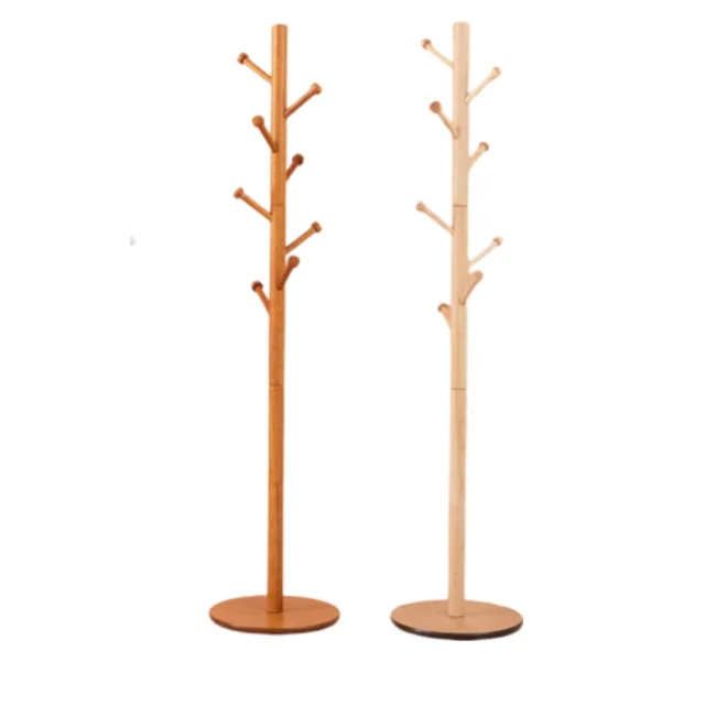 Wholesale Custom Hooks Wooden Rubber Standing Coat Rack Hanger Bedroom Wood Tree Stand Hat Clothes Coat Racks Vietnam