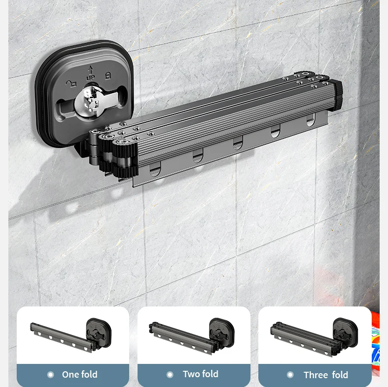 Competitively Priced Retractable Folding Clothes Drying Rack with Suction Cup  for Bathroom and Living Room