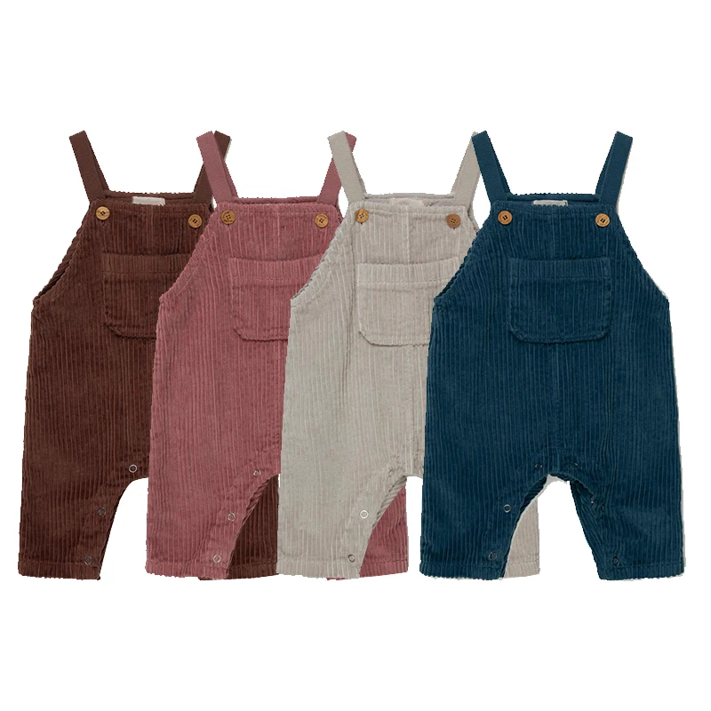 Organic corduroy baby overalls cotton wholesale Baby Boys Rompers Overalls customize newborn sleepwear eco friendly baby clothes
