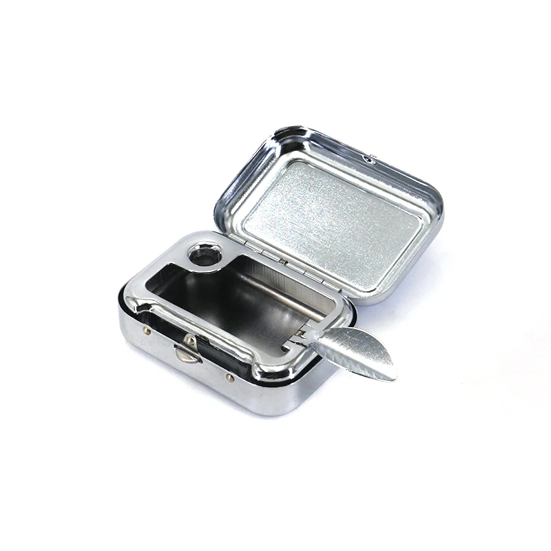 Portable Pocket Metal Ashtray Cigarette Case With Lockable Lid  For Smoking Accessories Square Ashtray Container