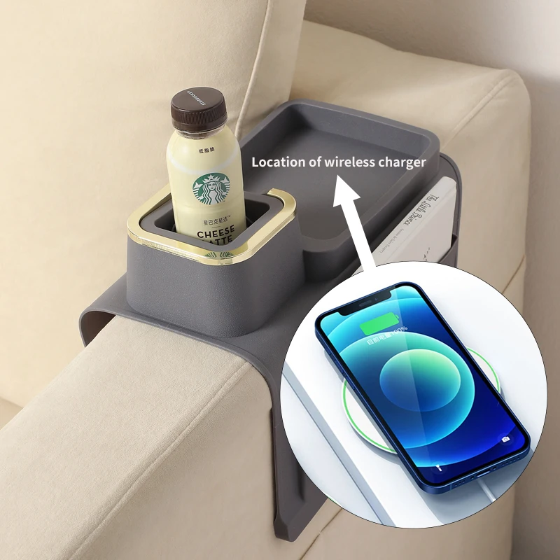 Silicone Detachable And Easy-to-clean Non-slip Sofa Armrest Coasters Allow Wireless Charging Of Mobile Phones
