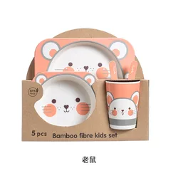 HY custom environmental friendly degradable and recyclable bamboo fiber tableware set