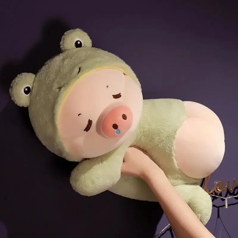 Kawaii Unisex Plush Pig Doll Cute Soft Stuffed Animal Bear with PP Cotton Filling Gift for Fun Transform into Panda Frog Kids