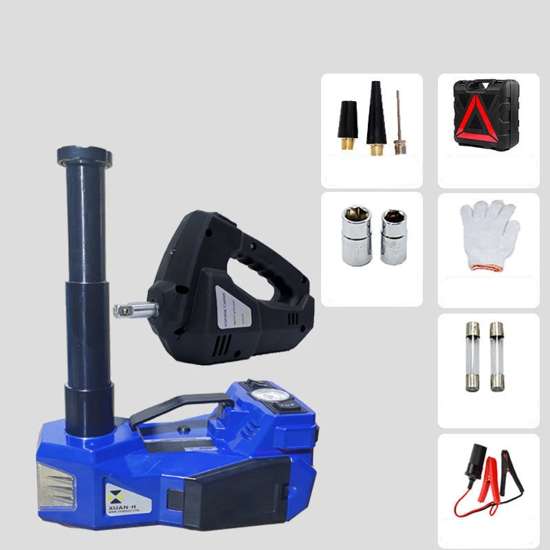 5T Electric Car Jack Kit  Hydraulic Floor Jack with Tire Inflator   With Socket Tool Kit for Car SUV Truck Lift Flash Light